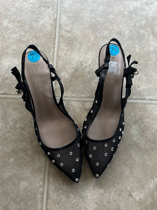 Juicy Couture Shoes - Juicy Couture Black Studded Mesh Kitten Heels
